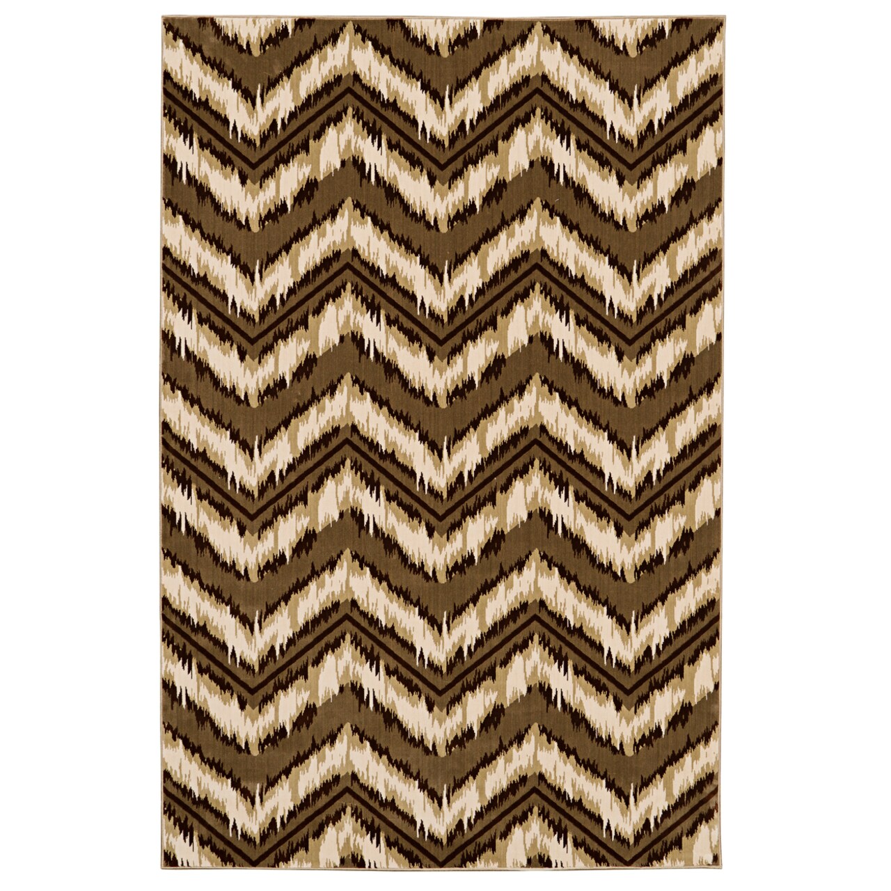 Art Silk Chevron Rug Beige 5 X 76" Vintage Style Distressed Microfiber Polyester